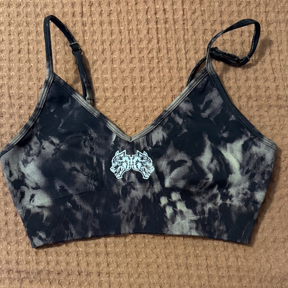 Darc Sport Black and Gray Tie-Dye Sports Bra